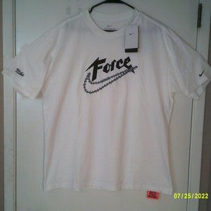 NEW NIKE BASKETBALL "Air Force Swish SS M90 Tee" MEN'S WHITE BLACK T-SHIRT L